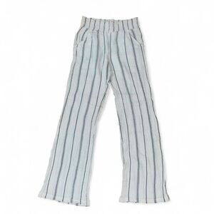 Billabong Women's Cream and Black Striped Linen Coastal Boho Pants SZ M
